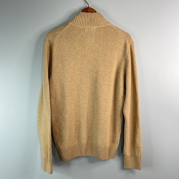 Luca Nobili Mens NWT Camel Tan Italian Wool Blend 1/4 Zip Sweater Long Sleeve L - Picture 6 of 11